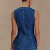 Abel Denim Button Up Top – Mörkblå Abel Denim Button Up Top – Mörkblå