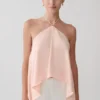 Adelaide draperad satin-halterneck-top – persika Adelaide draperad satin-halterneck-top – persika