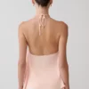 Adelaide draperad satin-halterneck-top – persika Adelaide draperad satin-halterneck-top – persika