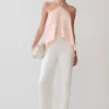 Adelaide draperad satin-halterneck-top – persika Adelaide draperad satin-halterneck-top – persika