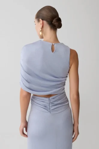 Adrienne enaxlad lurex-top – pastellblå