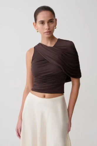 Adrienne enaxlad slinky-top – choklad