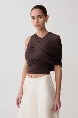 Adrienne enaxlad slinky-top – choklad