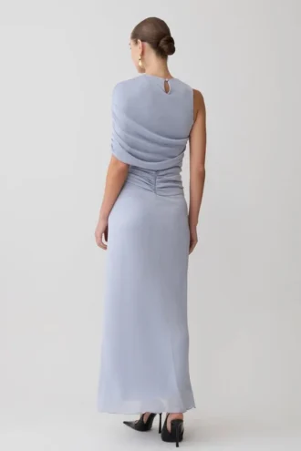 Adrienne Lurex Knot Maxikjol – Pastellblå