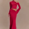 Ainsley asymmetrisk maxikjol med blommiga detaljer – fuchsia Ainsley asymmetrisk maxikjol med blommiga detaljer – fuchsia