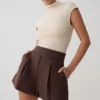 Alden högmidjade Shorts – chokladbruna Alden högmidjade Shorts – chokladbruna