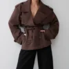 Alden kort trenchcoat – chokladbrun Alden kort trenchcoat – chokladbrun