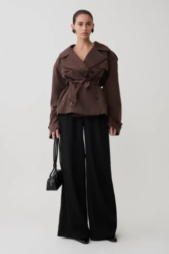 Alden kort trenchcoat – chokladbrun