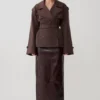 Alden kort trenchcoat – chokladbrun Alden kort trenchcoat – chokladbrun