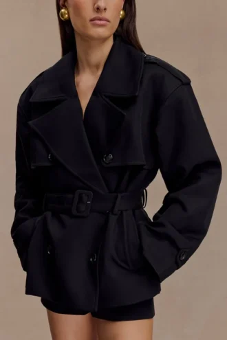 Alden kort trenchcoat – svart
