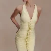 Alessandra Slinky Ruffle Maxiklänning – Citron Alessandra Slinky Ruffle Maxiklänning – Citron