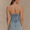 Alessia broderad Denim-korsett – ljus vintage Alessia broderad Denim-korsett – ljus vintage