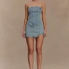 Alessia broderad denimminikjol – Ljus vintage