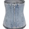 Alessia broderad Denim-korsett – ljus vintage Alessia broderad Denim-korsett – ljus vintage