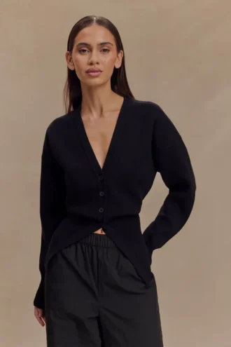 Alexia knäppt oversized-kofta – svart