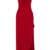 Allegra Off Shoulder Ruffle Midi Klänning – Ruby