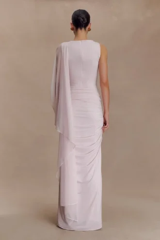 Amandine Ruched Slinky Maxi Klänning – Ljusrosa