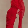 Amandine Ruched Slinky Maxi Klänning – Ruby