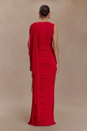Amandine Ruched Slinky Maxi Klänning – Ruby