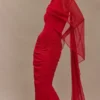 Amandine Ruched Slinky Maxi Klänning – Ruby
