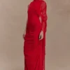 Amandine Ruched Slinky Maxi Klänning – Ruby