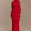 Amandine Ruched Slinky Maxi Klänning – Ruby