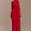 Amandine Ruched Slinky Maxi Klänning – Ruby