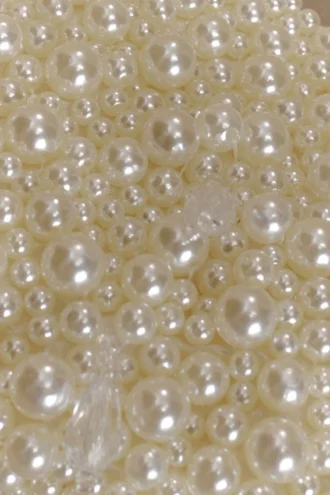 Amara Pearl Teardrop Beaded Bag – Vit