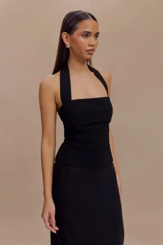 Amelita kostymhalterneck-top – svart