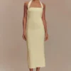 Amelita Suiting Halter Midi Klänning – Pale Lemon Amelita Suiting Halter Midi Klänning – Pale Lemon