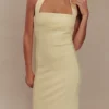 Amelita Suiting Halter Midi Klänning – Pale Lemon Amelita Suiting Halter Midi Klänning – Pale Lemon