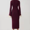 Amirose Ruffle Knit Midi Klänning – Plum Amirose Ruffle Knit Midi Klänning – Plum