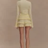Amy Pointelle-stickade byxor med volanger – Lemon