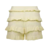 Amy Pointelle-stickade byxor med volanger – Lemon