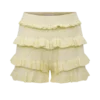 Amy Pointelle-stickade byxor med volanger – Lemon