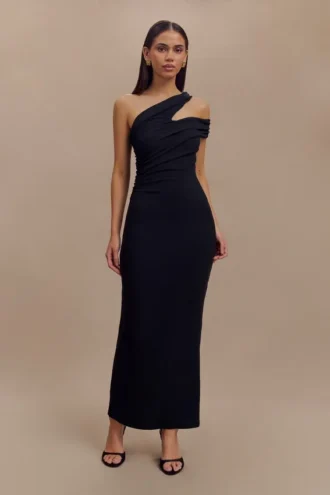 Anastasia enaxlad midiklänning i modal – svart