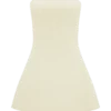 Anette bandage-stickad axelbandslös topp – elfenben