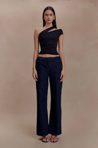 Anna One Shoulder Modal Top – Svart