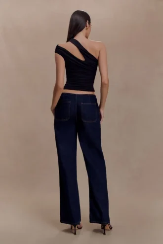 Anna One Shoulder Modal Top – Svart
