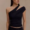 Anna One Shoulder Modal Top – Svart Anna One Shoulder Modal Top – Svart