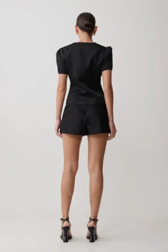 Anne Satin Mini Shorts – Svart