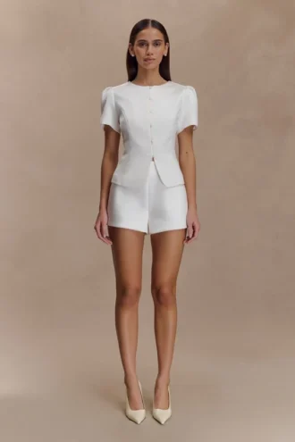 Anne Satin Mini Shorts – Vit