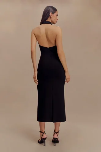 Annita Crepe Halter Midi-klänning – Svart