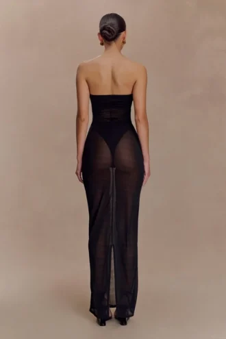 Aoife maxikjol i mesh – svart