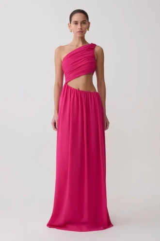 Aria Chiffon Cut Out Maxiklänning – Fuchsia