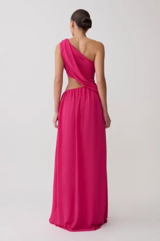 Aria Chiffon Cut Out Maxiklänning – Fuchsia