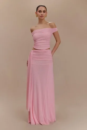 Arna Mesh Maxi-kjol – Candy Pink