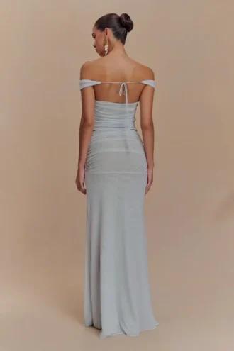 Arna Mesh Maxi-kjol – ljusblå