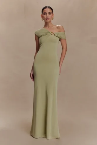 Ashford Asymmetrisk Slinky maxiklänning – Sage