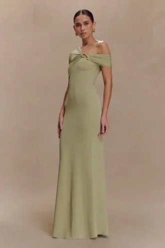 Ashford Asymmetrisk Slinky maxiklänning – Sage